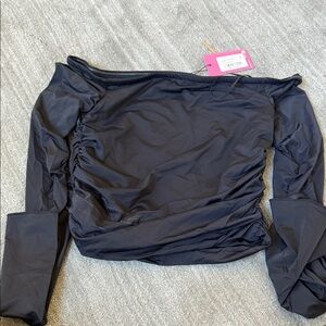 Edikted Black Off-Shoulder Ruched Blouse